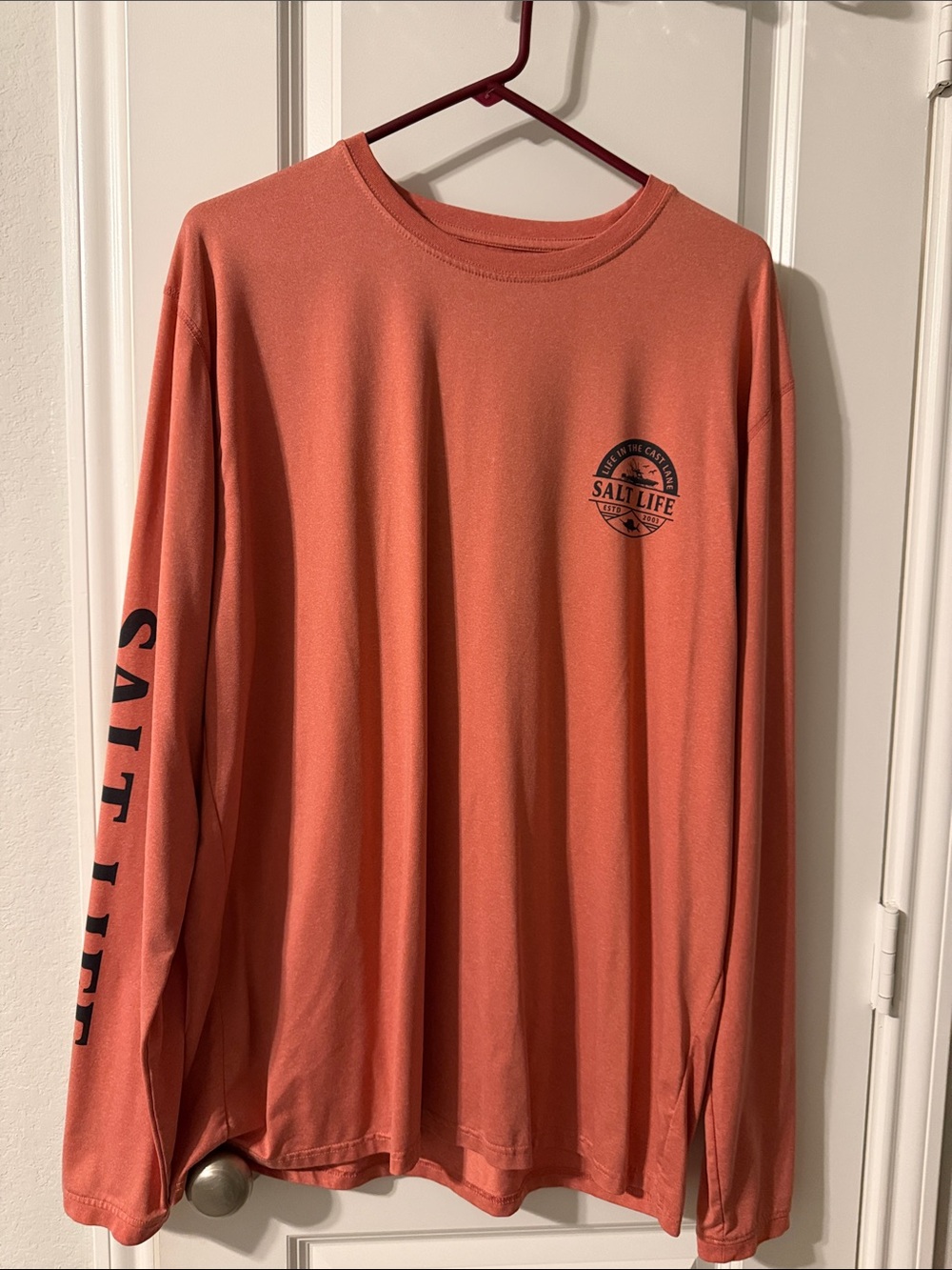 Salt Life Long Sleeve Tee in Coral Orange
